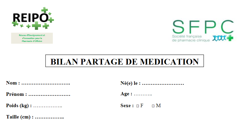 visuel trame questionnaire entretien recueil bilan partagé de médication